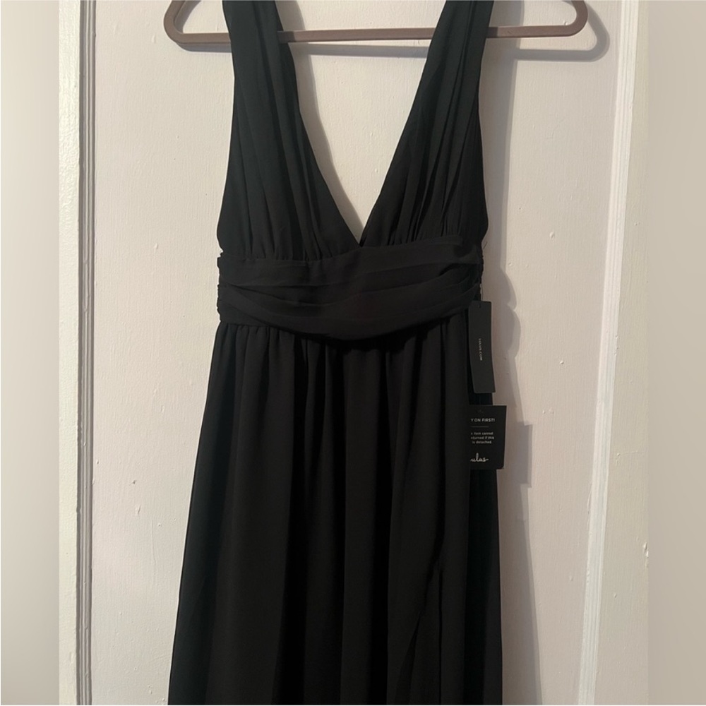 Lulus maxi plunge chiffon dress - Black - Brand New